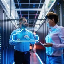 Expert IT Professionals Setting Up Cloud Server Infrastructure for New Business