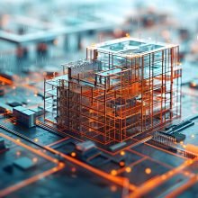 futuristic-architectural-design-overlaid-circuit-board